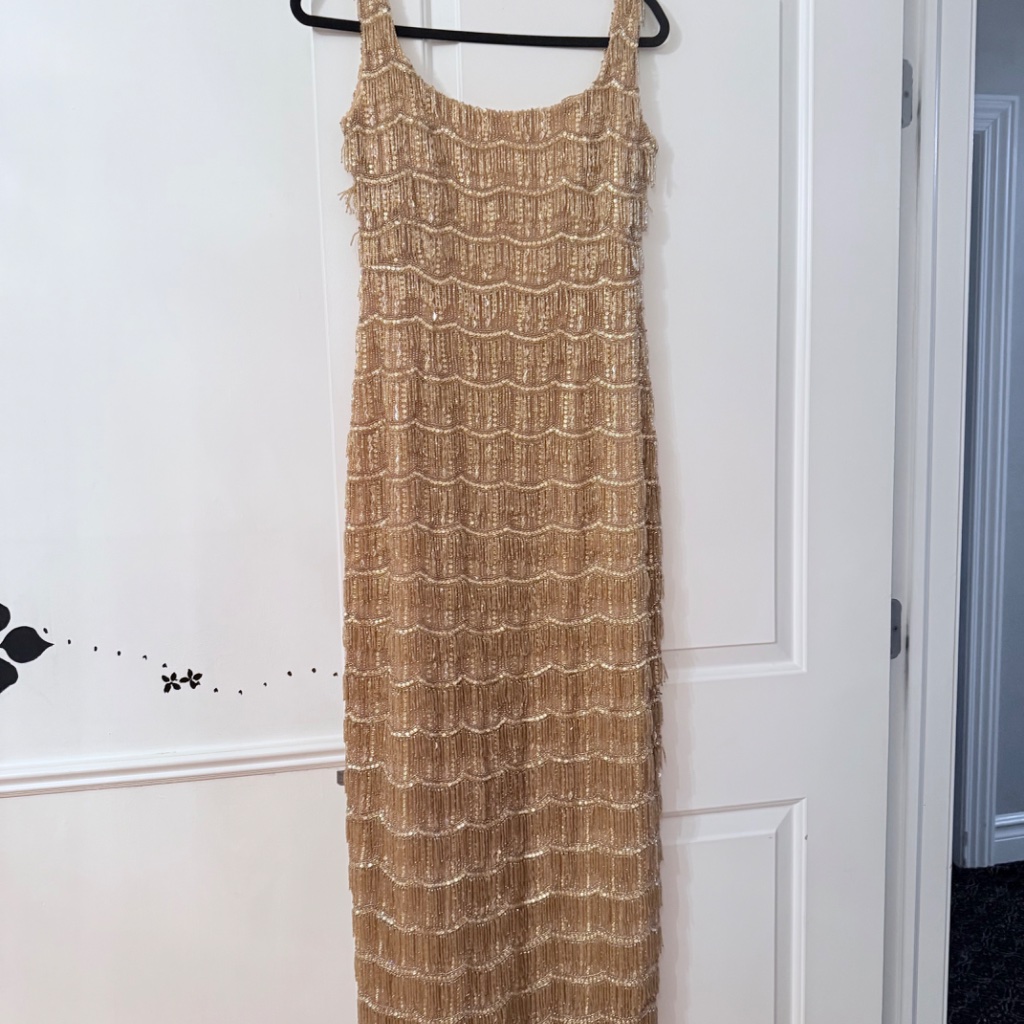 Rachel Gilbert Gold Beaded Maxi Dress — image 5 of 6